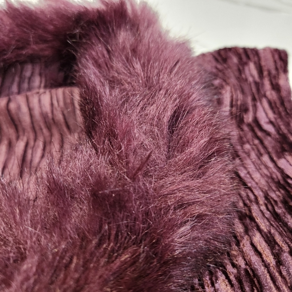 Beautiful Vintage 80's Linda Lundstrom Faux Fur Coller Maxi Dress Size Medium - Picture 9 of 11